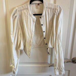 Pilcro Cream Cropped Button-Front Jacket